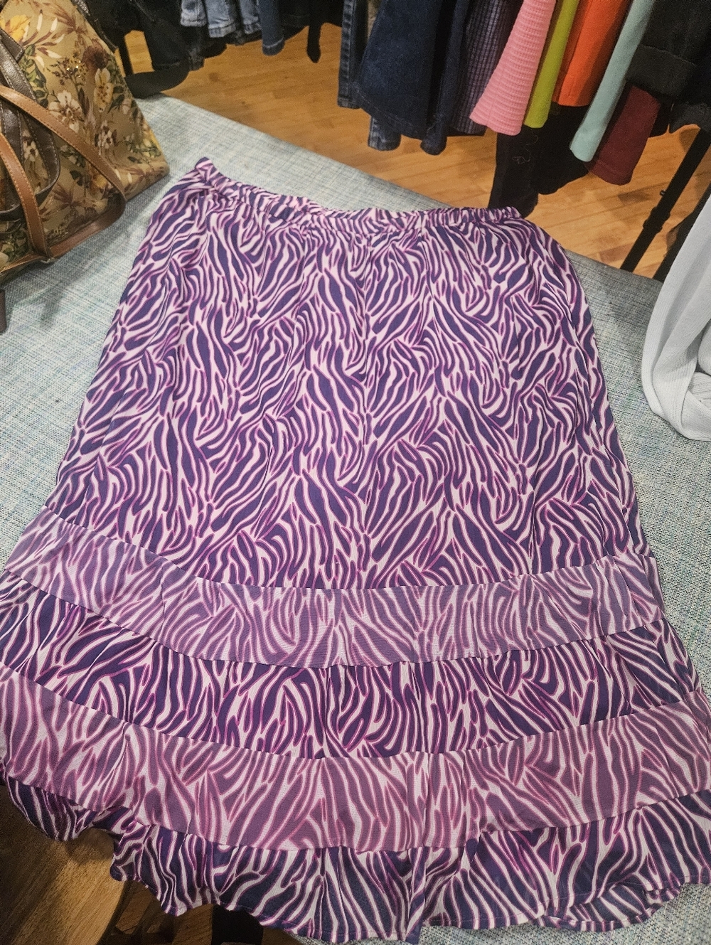 Y2K Russell Kemp Women's Plus  Purple Zebra Tiered Skirt